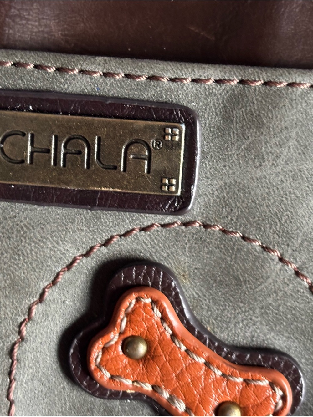 Chala Grey and Brown Paw Print Crossbody Bag - Picture 16 of 16